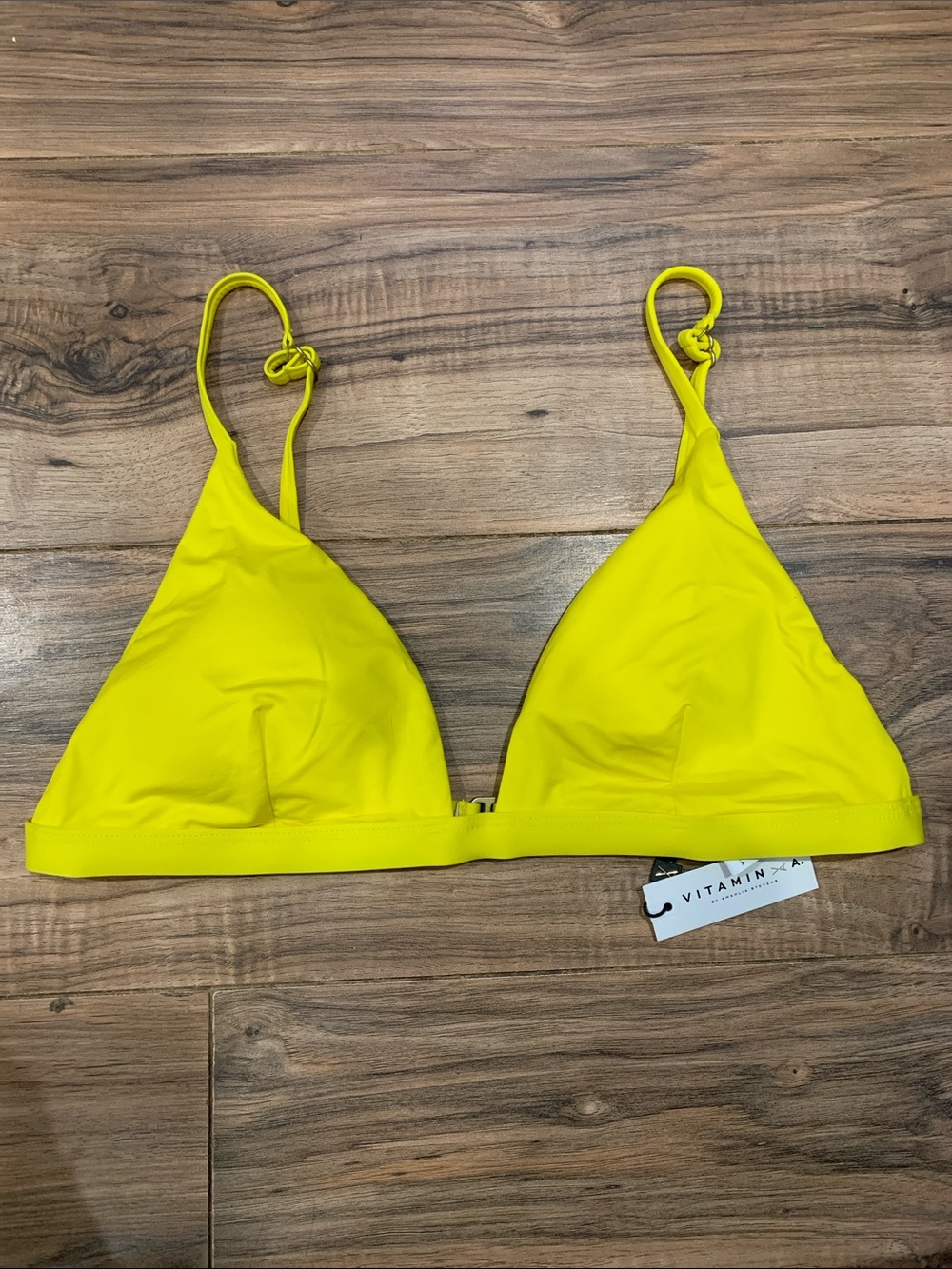 NWT Women's Vitamin A Moss Bralette Bright Yellow Triangle Swim Top 14/DD